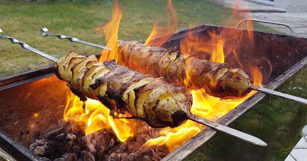 Картофель, сало, шампиньоны